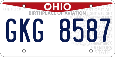OH license plate GKG8587