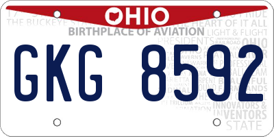 OH license plate GKG8592