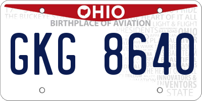 OH license plate GKG8640