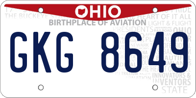 OH license plate GKG8649