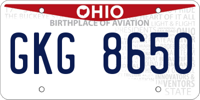OH license plate GKG8650