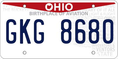 OH license plate GKG8680