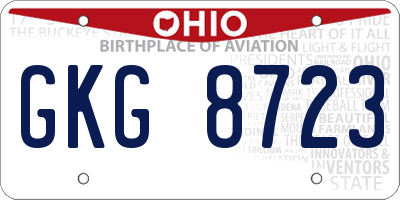 OH license plate GKG8723
