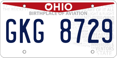 OH license plate GKG8729