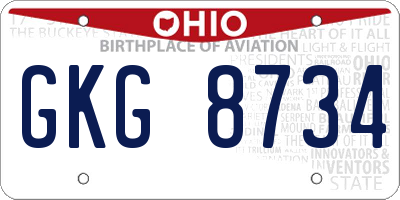 OH license plate GKG8734