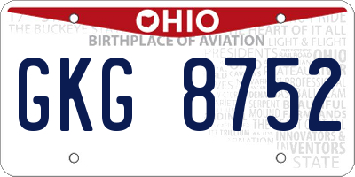 OH license plate GKG8752
