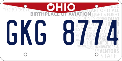 OH license plate GKG8774