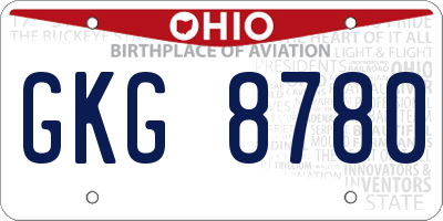 OH license plate GKG8780