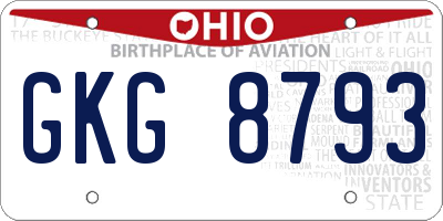 OH license plate GKG8793