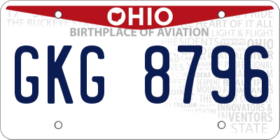 OH license plate GKG8796