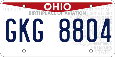 OH license plate GKG8804