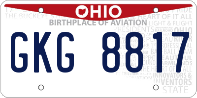 OH license plate GKG8817