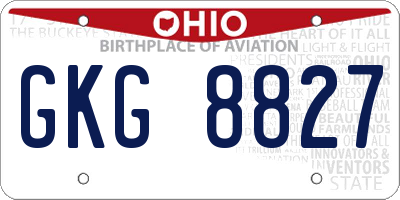 OH license plate GKG8827