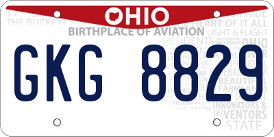 OH license plate GKG8829