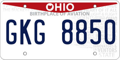 OH license plate GKG8850
