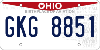 OH license plate GKG8851