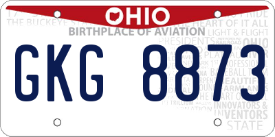 OH license plate GKG8873
