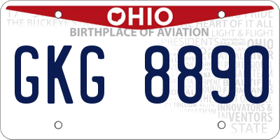 OH license plate GKG8890