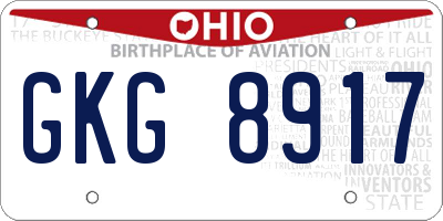 OH license plate GKG8917