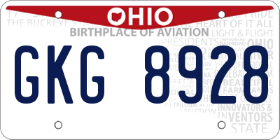 OH license plate GKG8928