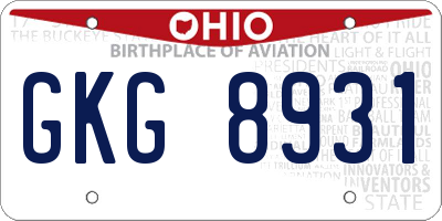 OH license plate GKG8931