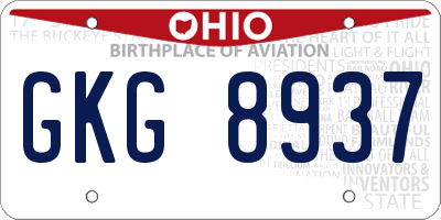 OH license plate GKG8937