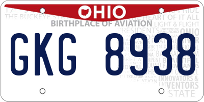 OH license plate GKG8938