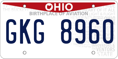 OH license plate GKG8960