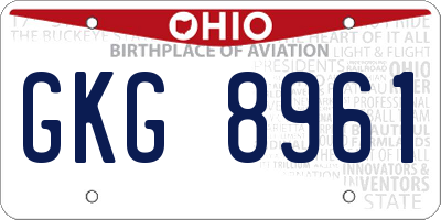 OH license plate GKG8961
