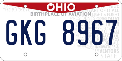 OH license plate GKG8967