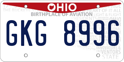 OH license plate GKG8996