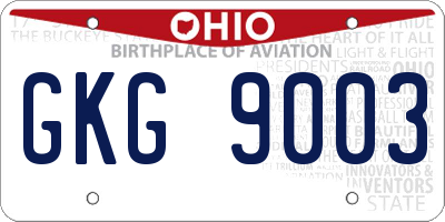 OH license plate GKG9003
