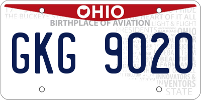 OH license plate GKG9020