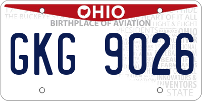 OH license plate GKG9026