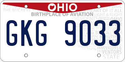 OH license plate GKG9033