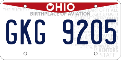OH license plate GKG9205