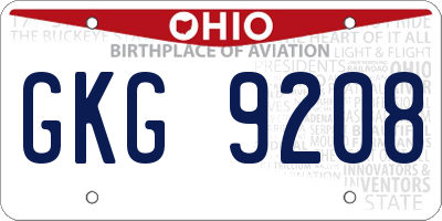 OH license plate GKG9208