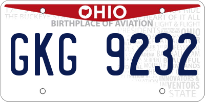 OH license plate GKG9232
