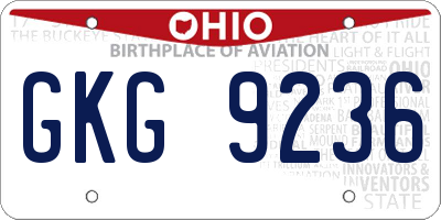 OH license plate GKG9236