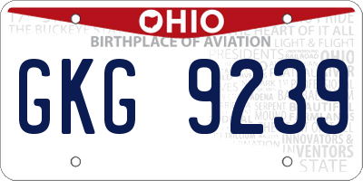 OH license plate GKG9239