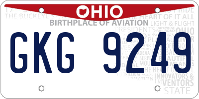 OH license plate GKG9249