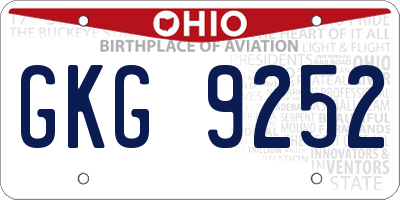 OH license plate GKG9252