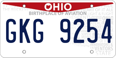 OH license plate GKG9254