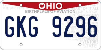 OH license plate GKG9296