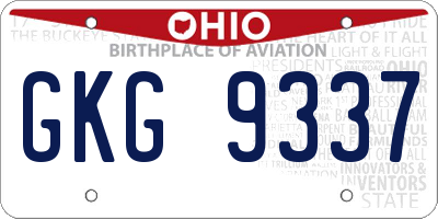 OH license plate GKG9337