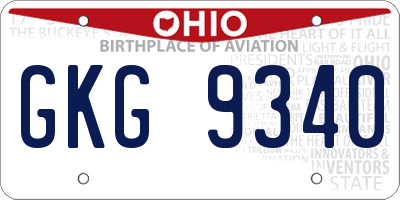 OH license plate GKG9340