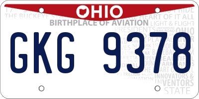 OH license plate GKG9378
