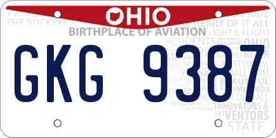 OH license plate GKG9387