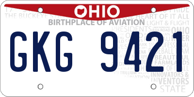 OH license plate GKG9421