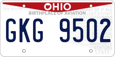OH license plate GKG9502